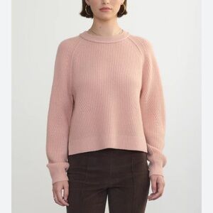 Margaret O'Leary Dusty Pink Ribbed Crewneck Sweater